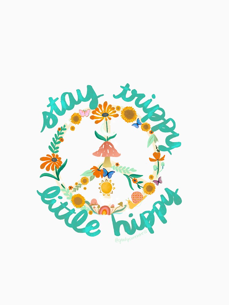 Stay Trippy Little Hippy Mushroom Peace Sign Graphic by GladYoureHere