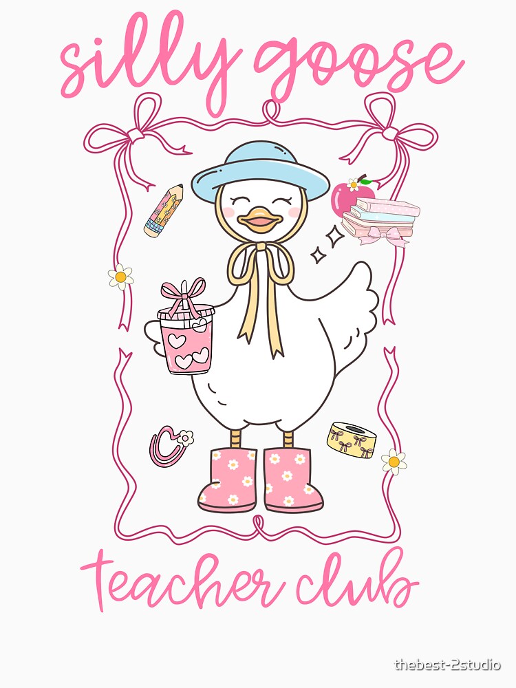 Silly Goose Teacher Club Kawaii Pink Coquette Bow by thebest-2studio
