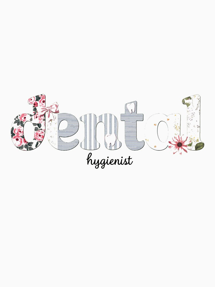 Floral Patchwork Dental Hygienist Bubble Letters by lht6474