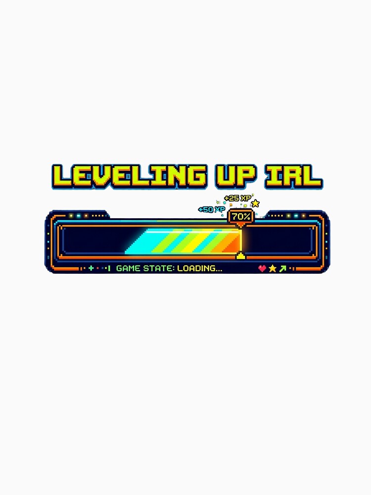 Leveling Up IRL Retro 8-Bit Sticker & T-Shirt | Pixel Gamer Gift by pixelandpalette