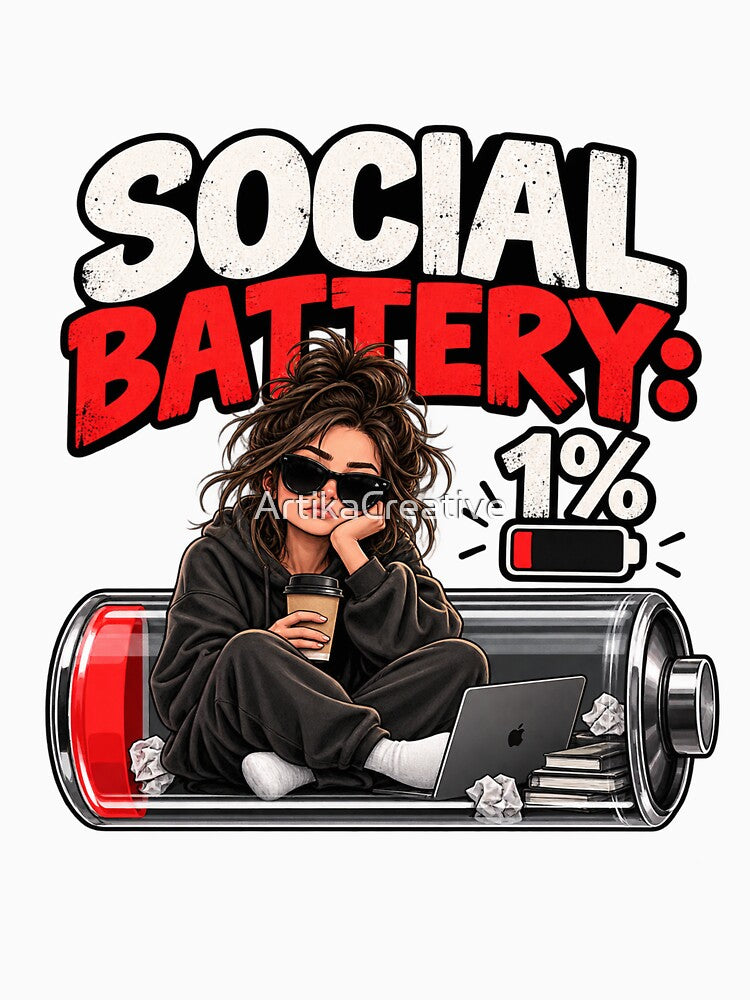 Social Battery Running on 1% by ArtikaCreative