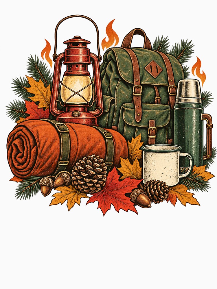Vintage Autumn Camping Gear by Golden Era Studio