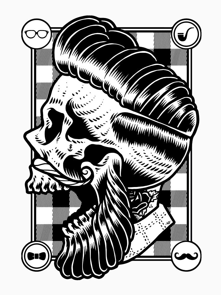 Hipster Skull, Skull with beard by arteehub