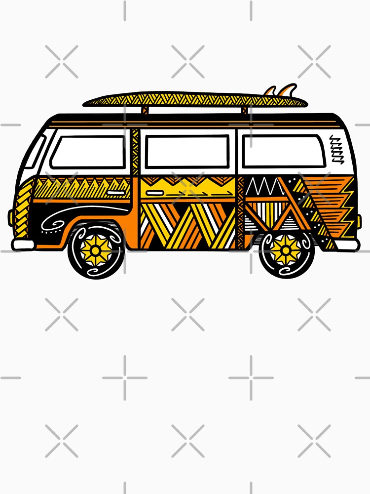 Orange Tribal Van with Surfboard by Steeb757