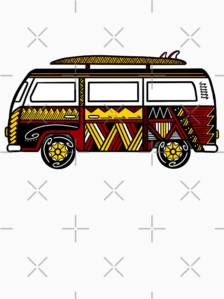 Red Tribal Van with Surfboard by Steeb757