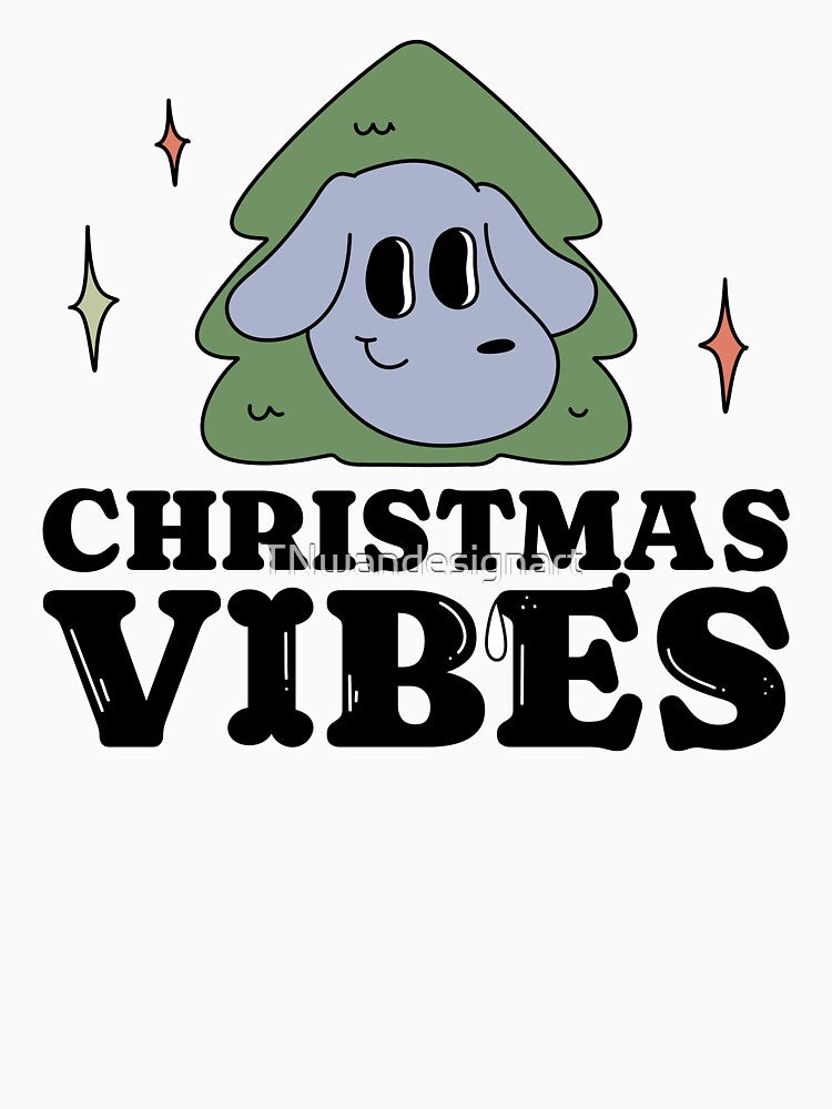 Cute Christmas tree dog groovy retro vintage funny family xmas time vibes by TNwandesignart