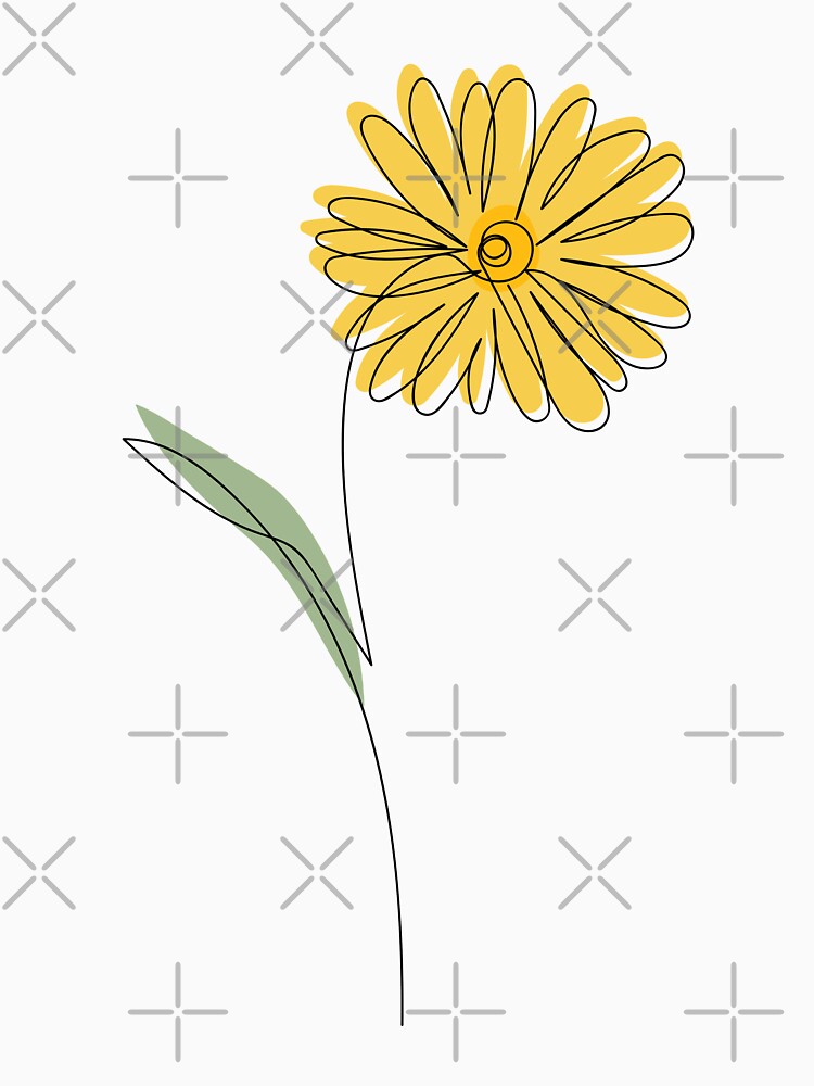 Line art flower drawing, yellow color by asbno19
