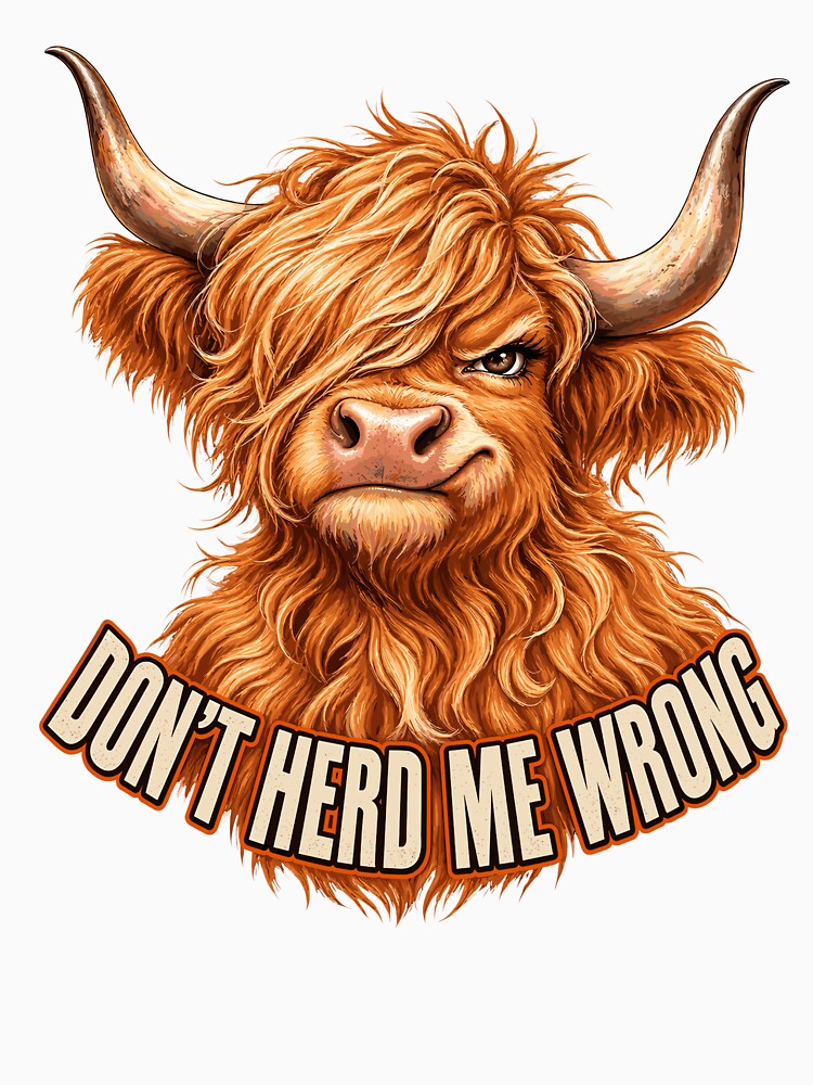 Don't Herd Me Wrong Grumpy Fluffy Highland Cow Funny Sarcastic Cattle by ZIGLWORKS