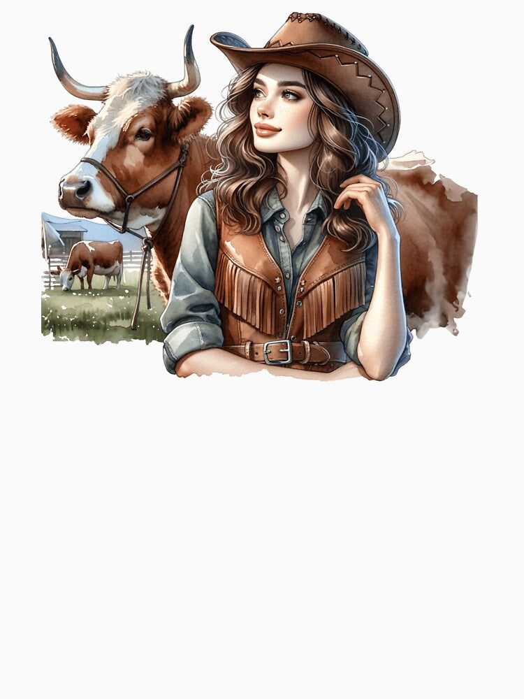 Western Cowgirl and Cow by WesternBeauties