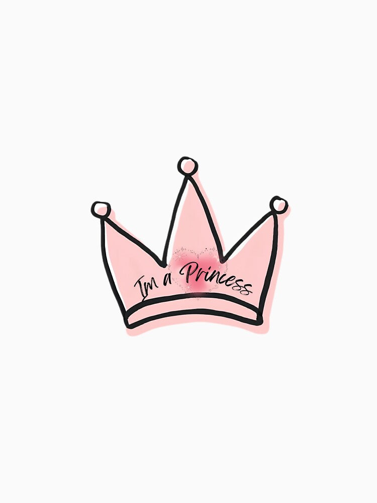 Cute Pink Princess Crown Doodle Aesthetic Design by busesplace