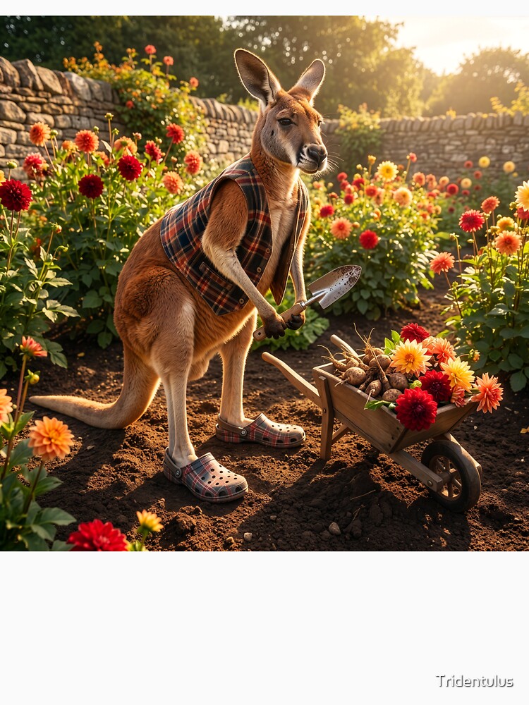 Kangaroo Gardener Gathers Flowers by Tridentulus