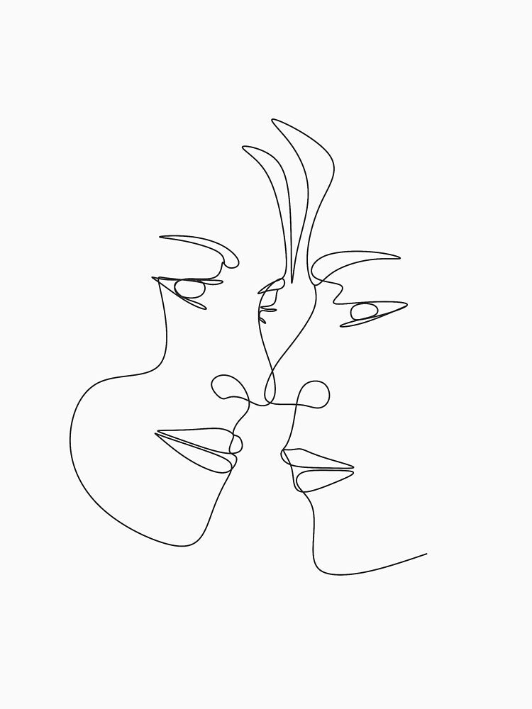 One Line Art Couple, Line Art Men and woman. by Nina Velychko