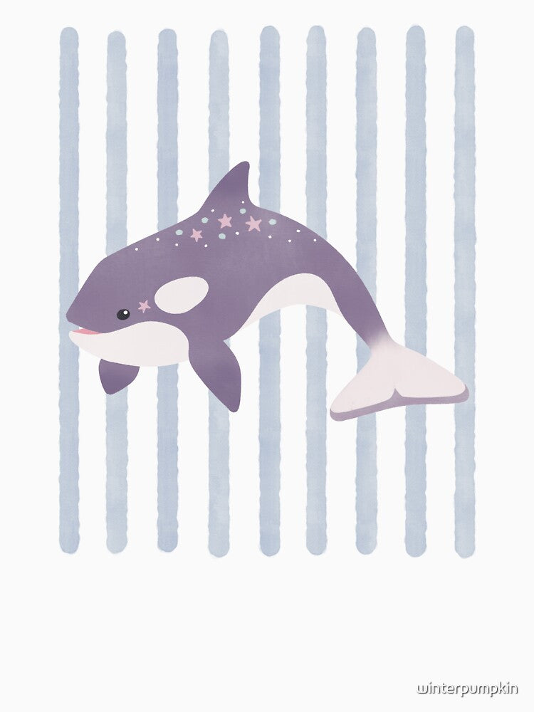 Cute Starry Orca Watercolour Stripes by winterpumpkin