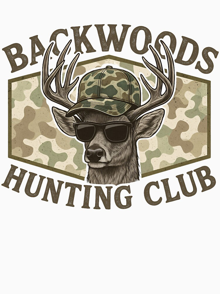 Backwoods Hunting Club Deer Logo | Camo Buck Hunting Design by Sonchai Paladsai