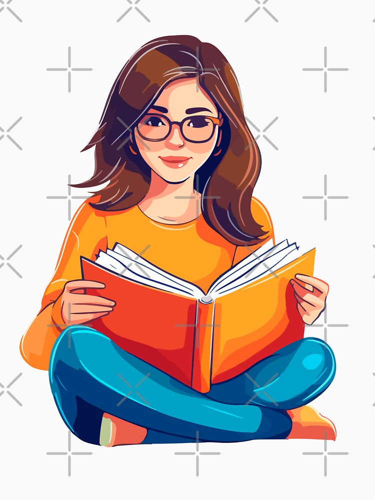 Girl Reading Book Illustration by GulDesigns