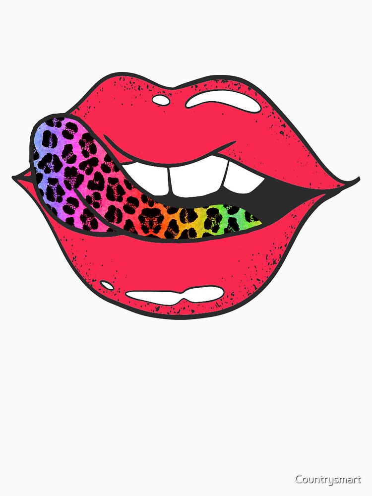 Women Men Summer Cute Sexy Lips Face Leopard Tongue Graphic by Countrysmart