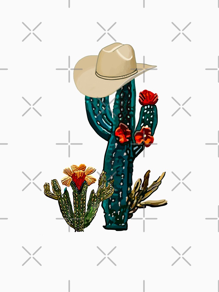 Western Cactus with Cowboy Hat – Rustic Desert Western Aesthetic Illustration by Bedoya Illustrations
