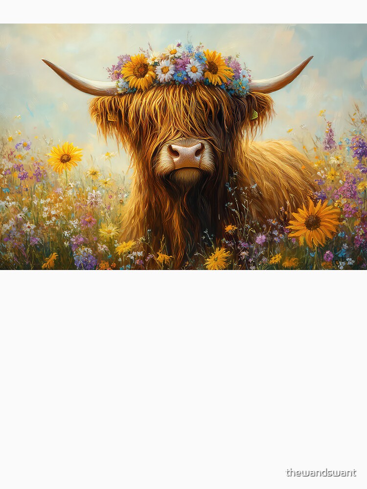 Highland Cow Floral by thewandswant