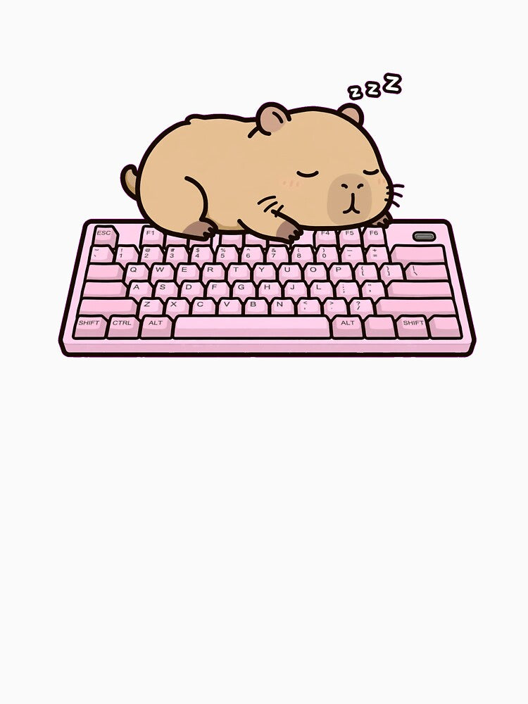 Cute Capybara Sleeping On Gaming Keyboard - Kawaii Capybara Gamer - Cozy AFK by Petringo