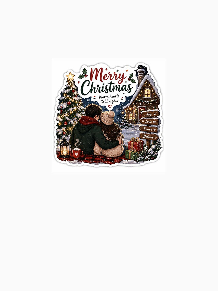 Merry Christmas Couple Sticker | Cozy Winter Love Aesthetic | Romantic Holiday Design by Ishratparween11
