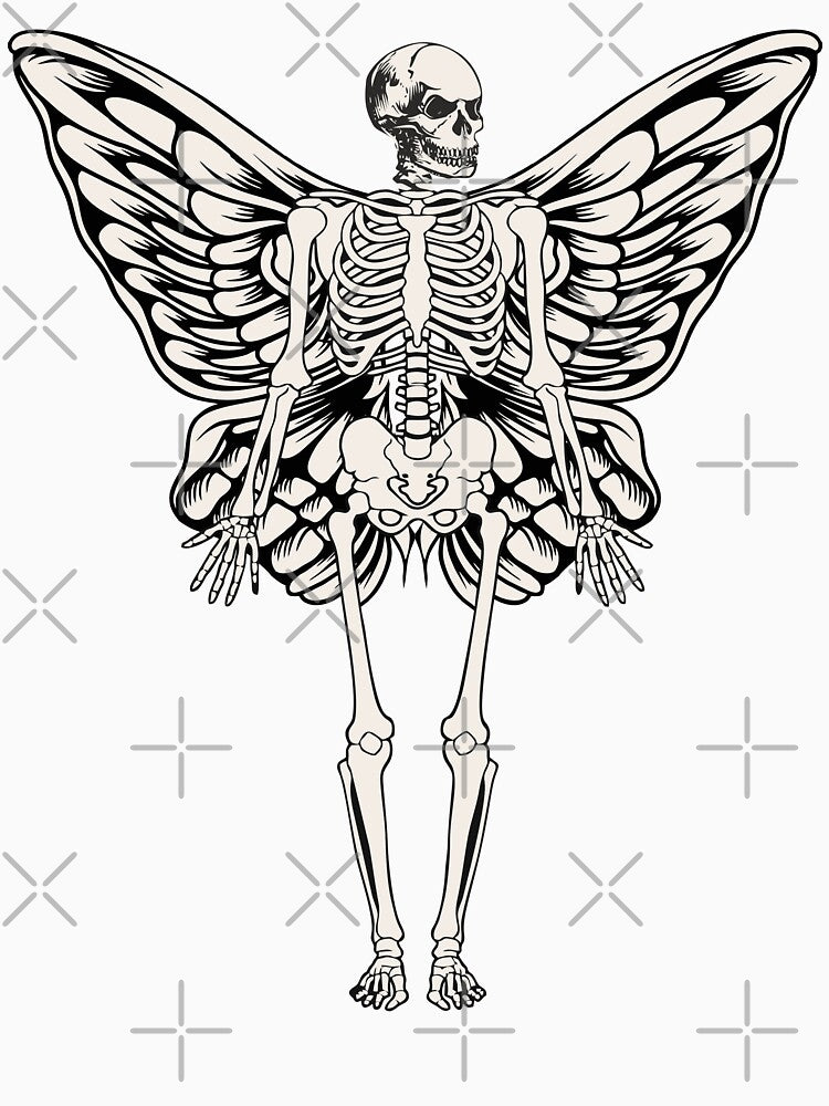 Fairycore Aesthetics Skeleton Butterfly Wings Gothic Fairy Grunge Art by alenaz
