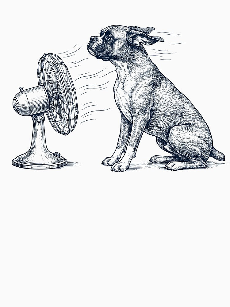 Vintage Boxer Dog With Fan Mom Dad by DoodleTortle