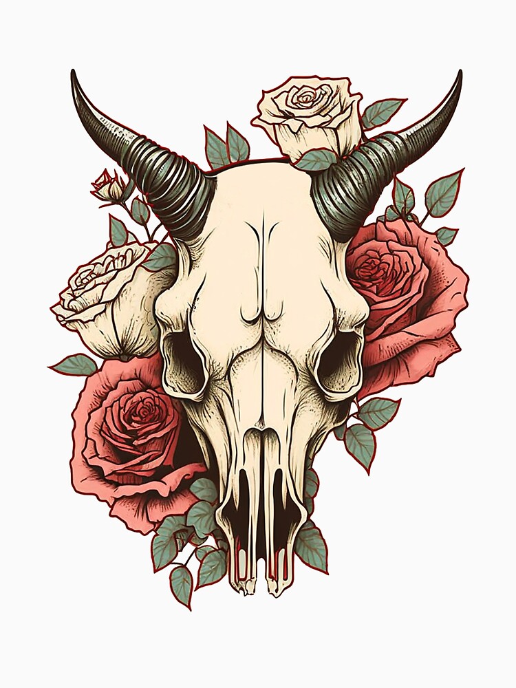 "Scapegoat," sheep goat skull with roses, dark gothic aesthetics by Lemon-y-Shark