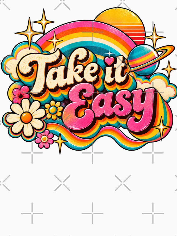 Take It Easy – Groovy Retro Rainbow 70s Vibes by sweta_r.art