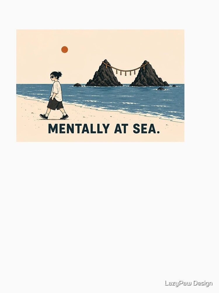 Mentally At Sea Retro Lo-Fi Aesthetic Illustration by LazyPaw Design