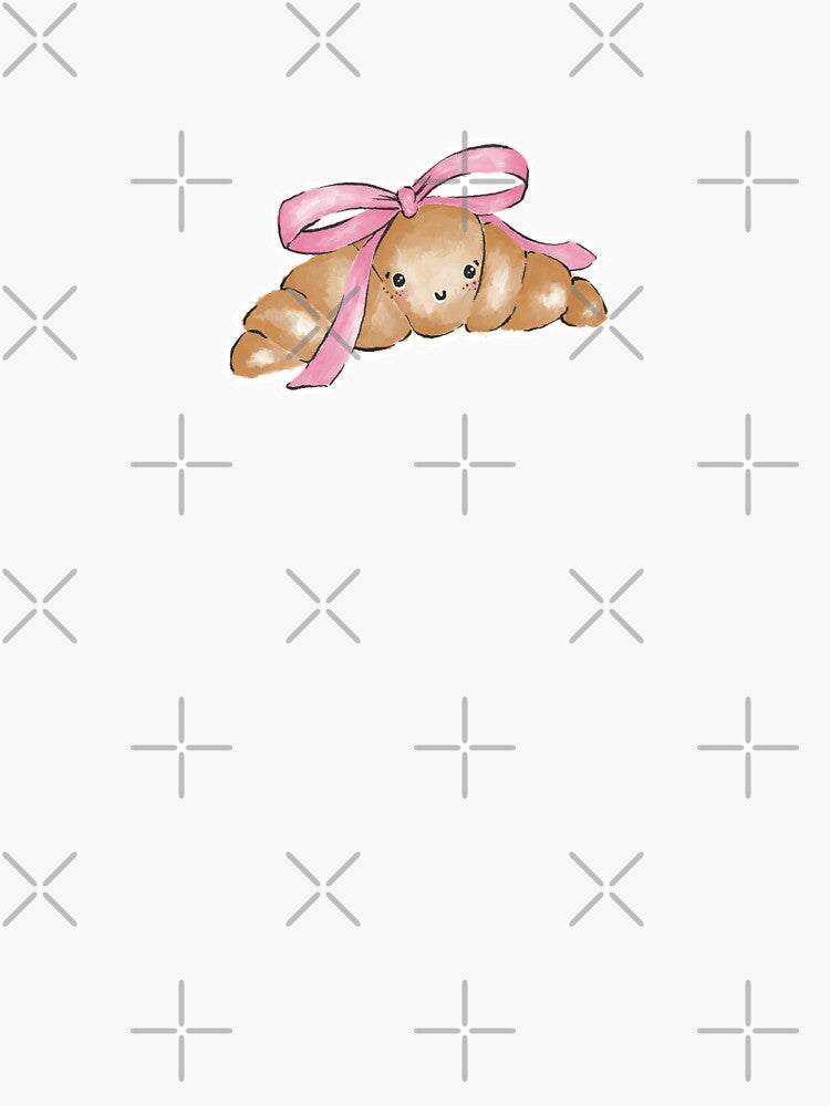 Kawaii Croissant With Bow - Cute Aesthetic Food Illustration by KayleighStudio