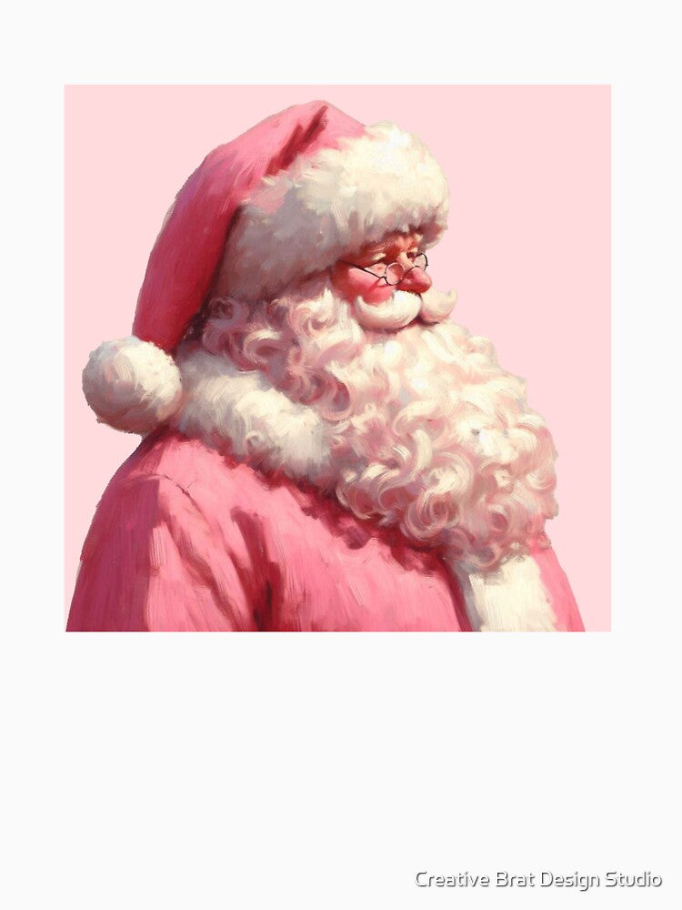 Pink Santa Claus Girly Christmas Painting by Creative Brat Design Studio