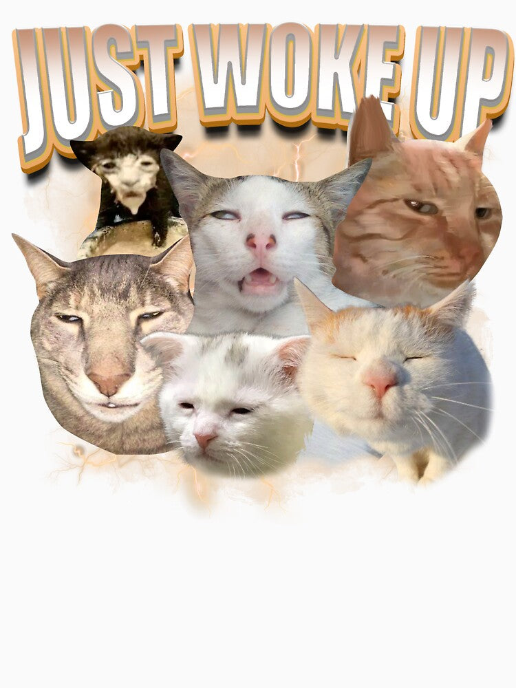 Funny Just Woke Up Cat by RebeccaLittlee