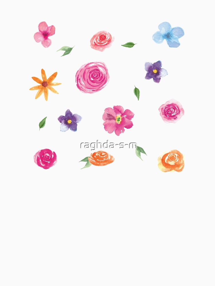 watercolor flowers and leaves pattern by raghda-s-m