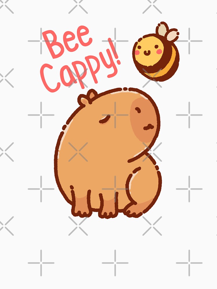 Bee Cappy! Bee and capybara pun Be Happy! by manydoodles
