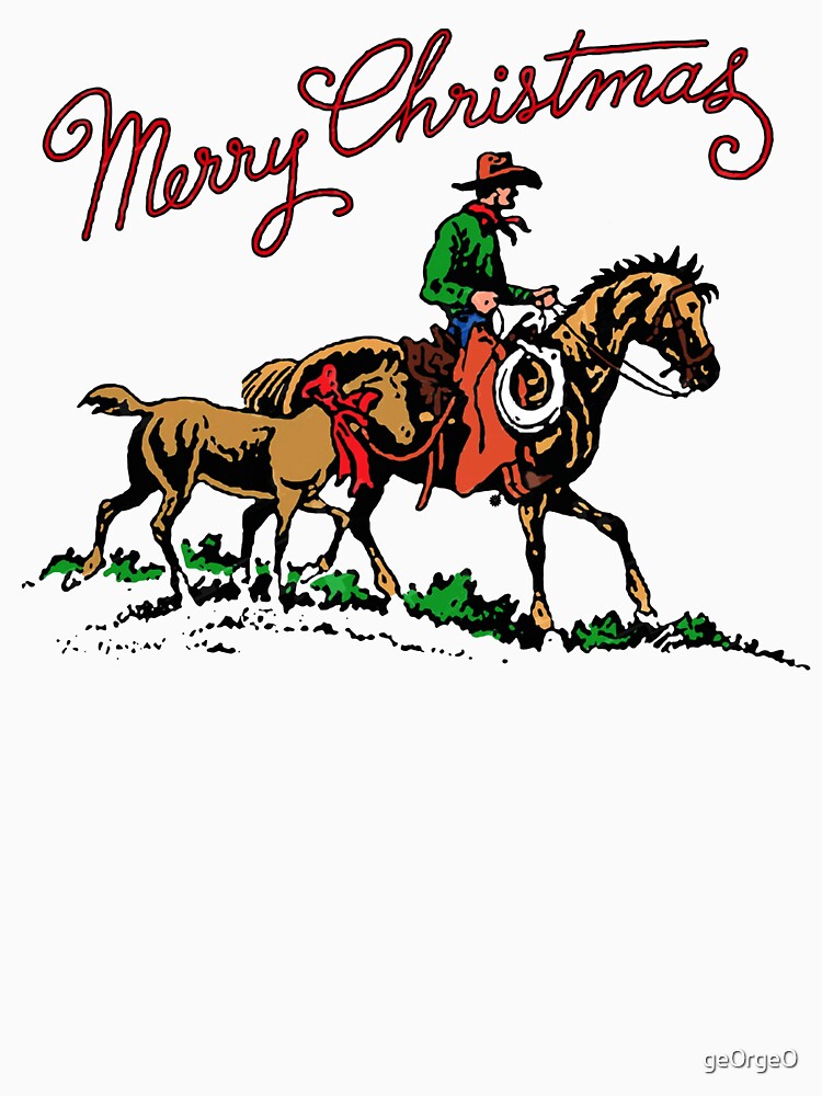 Western Cowboy on a Horse with Pony by ge0rge0
