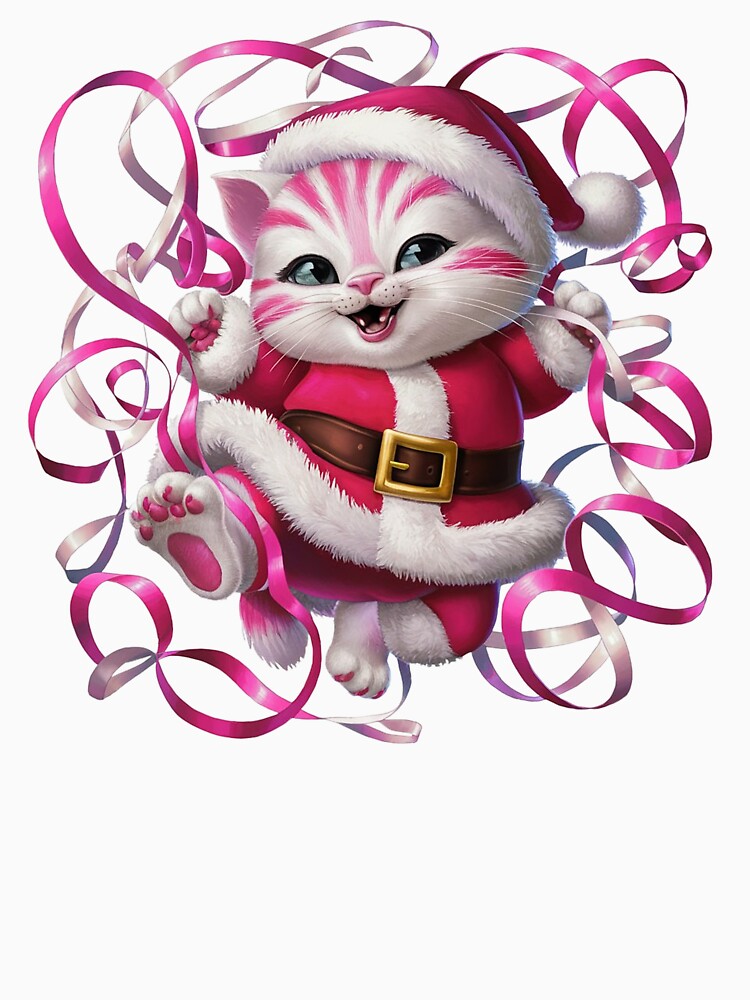 Christmas Kitty With Pink Ribbon | White by PinkGoddessLove