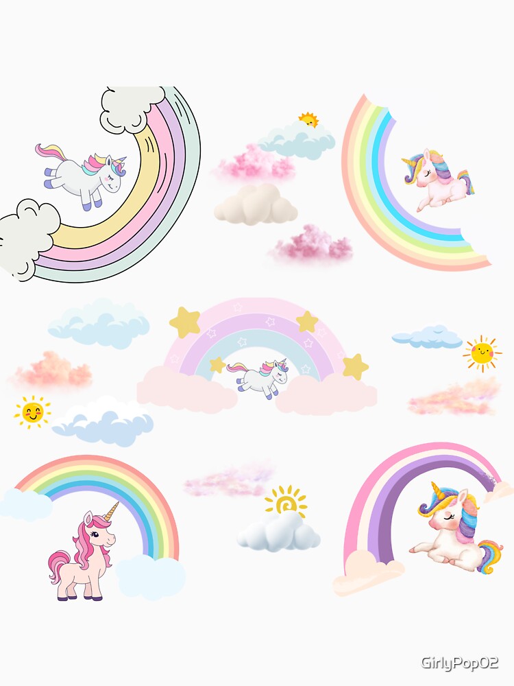 Unicorns Rainbows Clouds Sun Happy by GirlyPop02