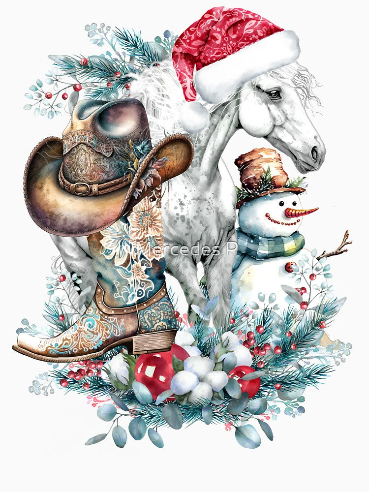 Western Christmas cowboy horse Santa by Mercedes P