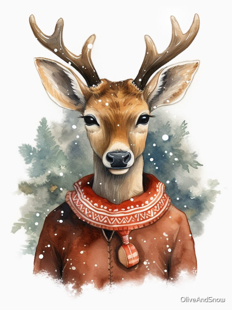 Cute Christmas Xmas Deer by OliveAndSnow