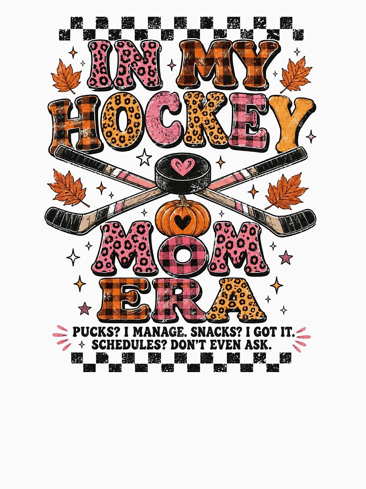 In My Hockey Mom Era Funny Fall Hockey Mama Pumpkin Leopard by Yellowriversss