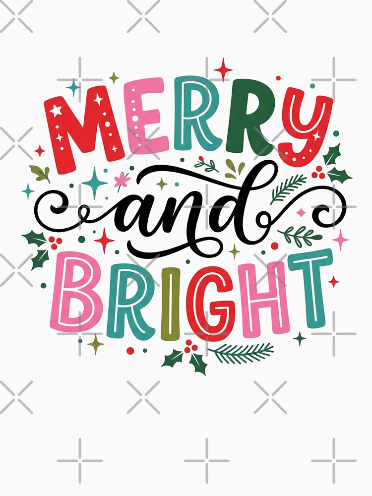 Merry and Bright Cute Colorful Christmas Holiday by raedattia