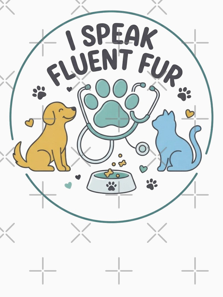 I Speak Fluent Fur Funny Veterinarian Vet Tech Pet Lover Design by KreatoLab