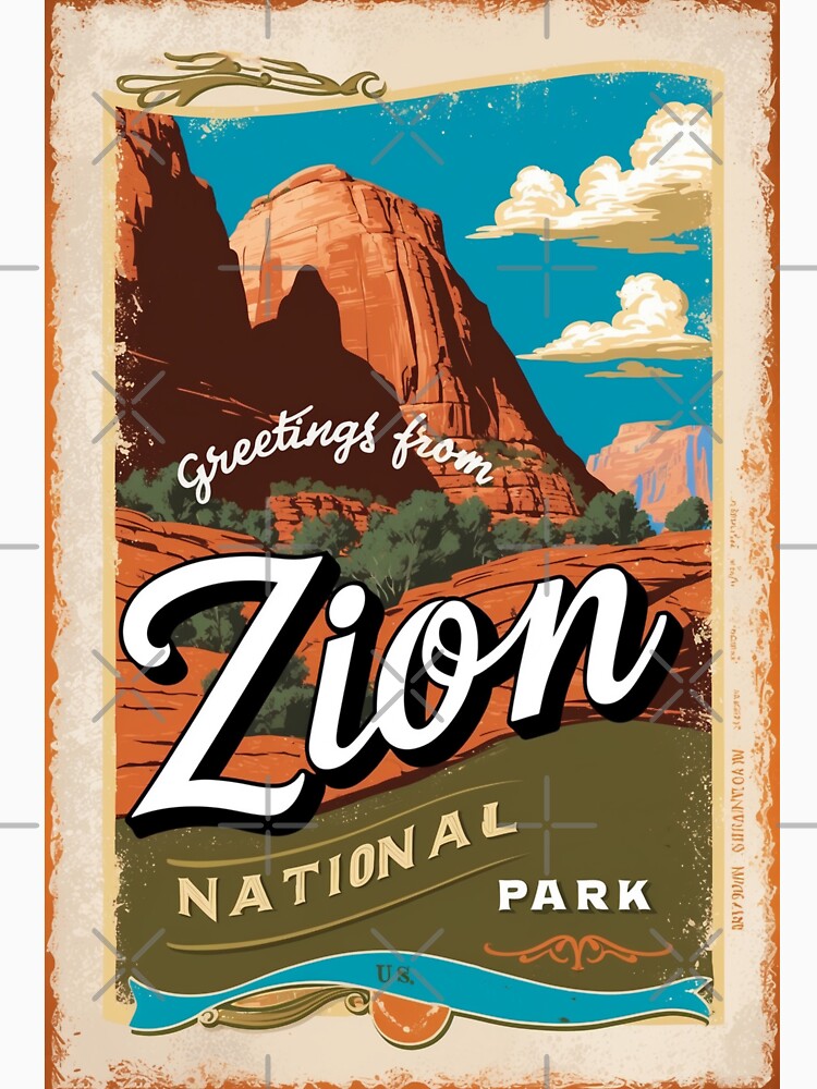 Zion National Park Postcard Vintage Retro Travel Vintage by TravelPostcardGems