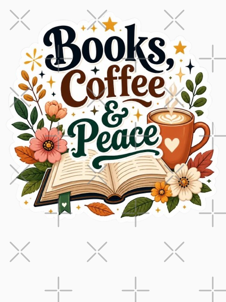 Books Coffee And Peace Book Lover Sticker⁷ by KomalArtStudio