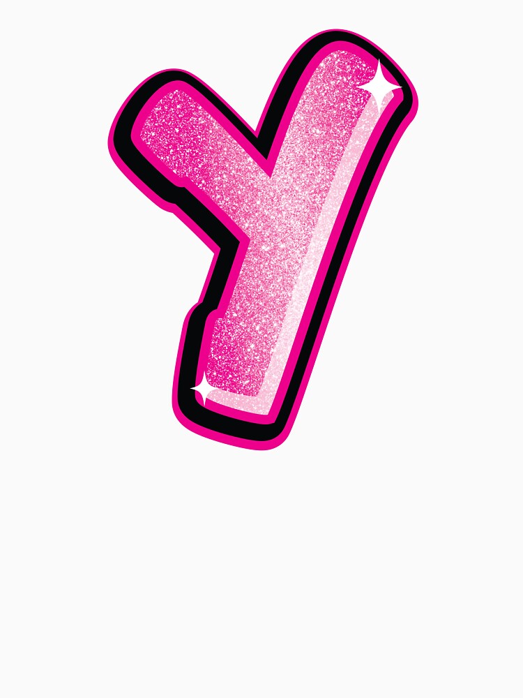 Glitter Pink Y Initial Sticker by LazyCreativeCo