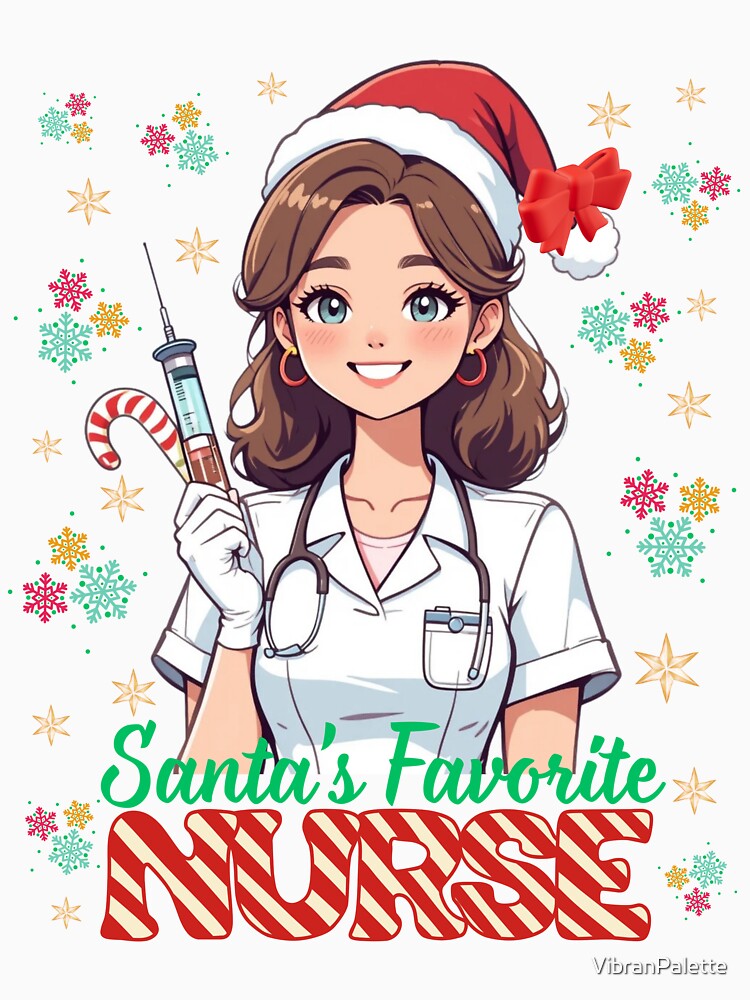 Santa’s Favorite Nurse – Funny Nurse Christmas Design for RN, ER Nurse, and Nursing Student Holiday Gift by VibranPalette