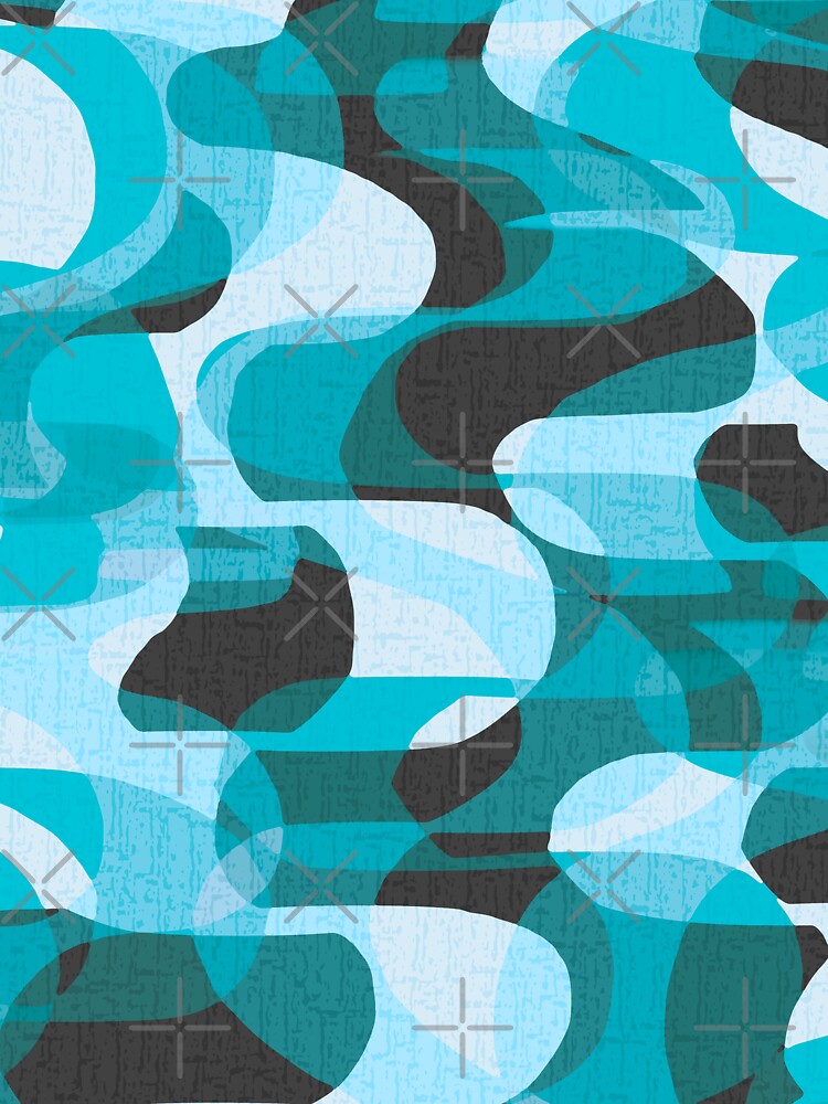 Retro 70s Groovy Waves - Blue and Teal by Michelebuttons