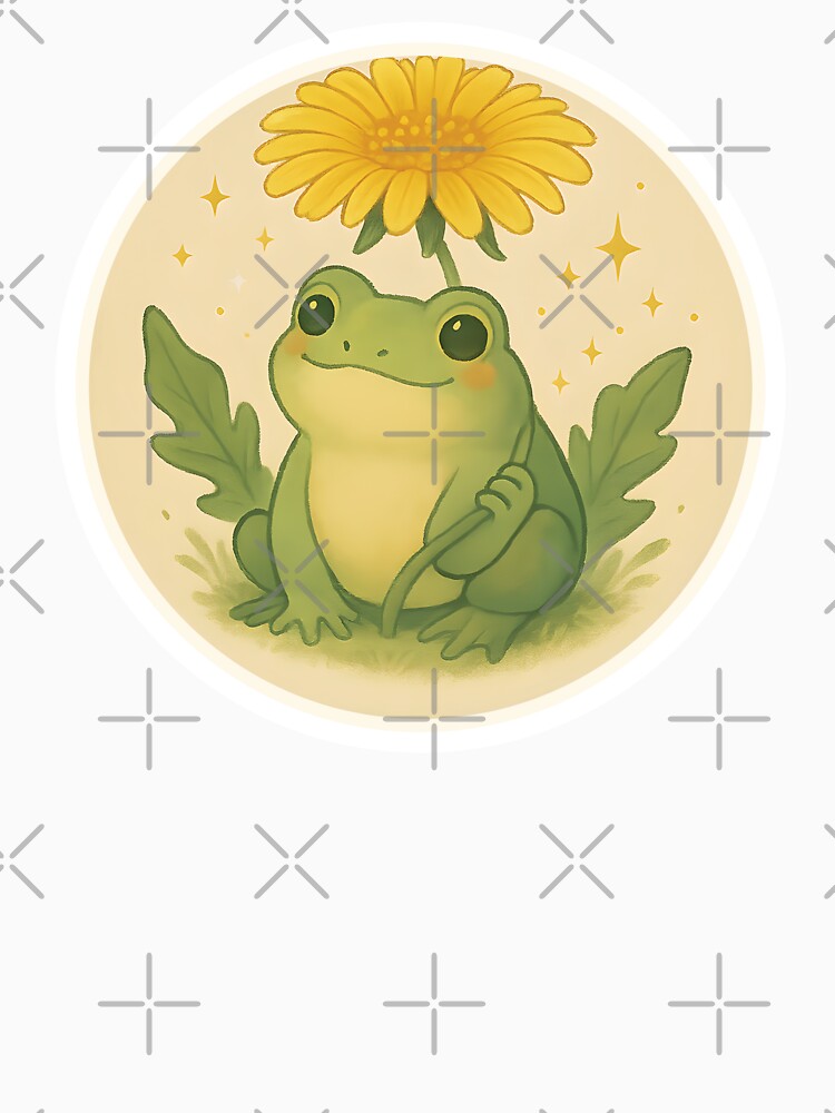 Dandelion Frog – Whimsical Frog and Flower Sticker for Nature & Cottagecore Lovers by WAUZ