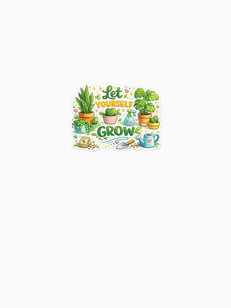 Let Yourself Grow | Plant Lover Motivational Quote Sticker | Cute Houseplant PNG Design by Ishratparween11