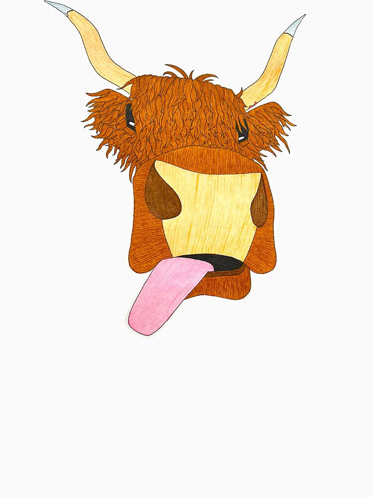 Highland Cow Sticking Tongue Out by Bountiful Creatures